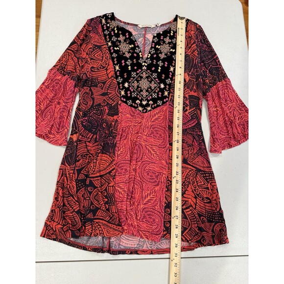 Soft Surroundings Top Womens Medium Embroidered Tunic Bell Sleeve Boho Travel - Picture 4 of 6